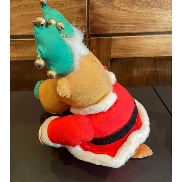 Christmas Santa Reindeer Plush Candy Cane & Bells Nylon‎ Stuffed Animal - Picture 4 of 8